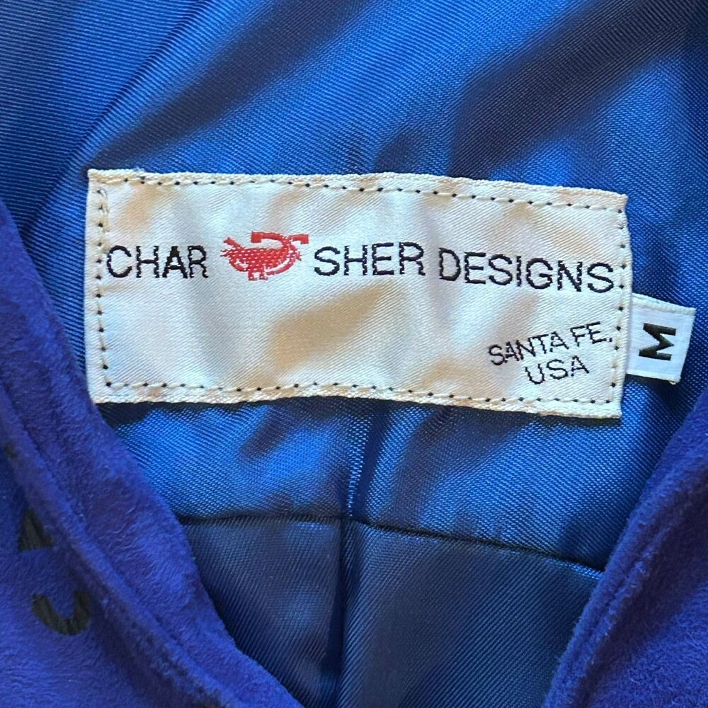 Vintage CHAR SHER Coat Size M Santa Fe Suede Aztec Art to Wear Jacket Bomber - Picture 3 of 14